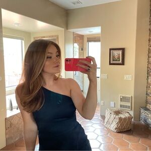 DYLAN SATIN CHARMEUSE MAXI DRESS in dark blue